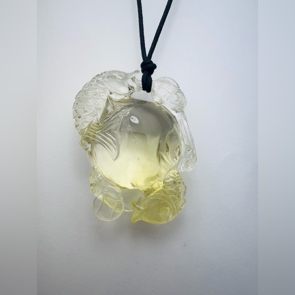 November Birthstone Citrine Quartz Pisces Koi Fish Necklace Vintage Jewelry